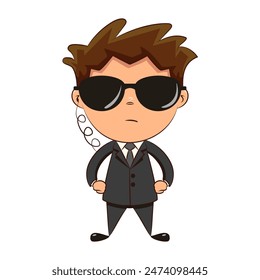 Bodyguard hands on hips, vector illustration