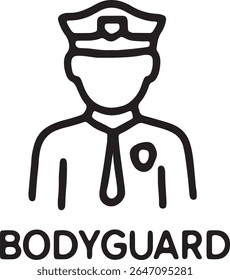 "Bodyguard Icon Security Protection Officer Outline Design"