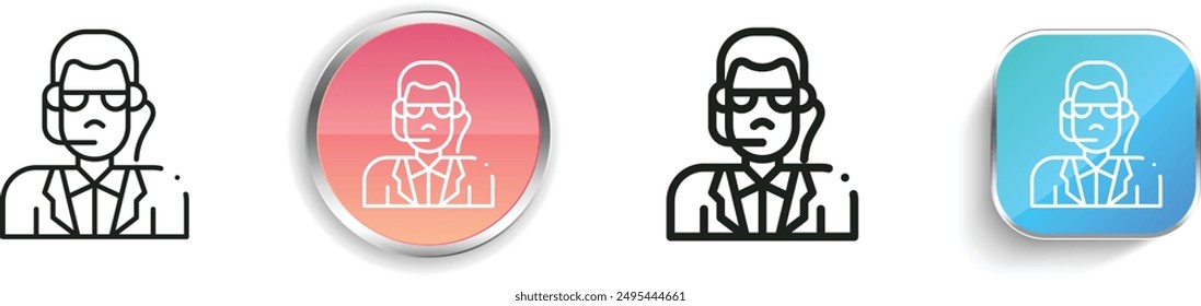 bodyguard icon. Thin Linear, Regular and Button Style Design Isolated On White Background