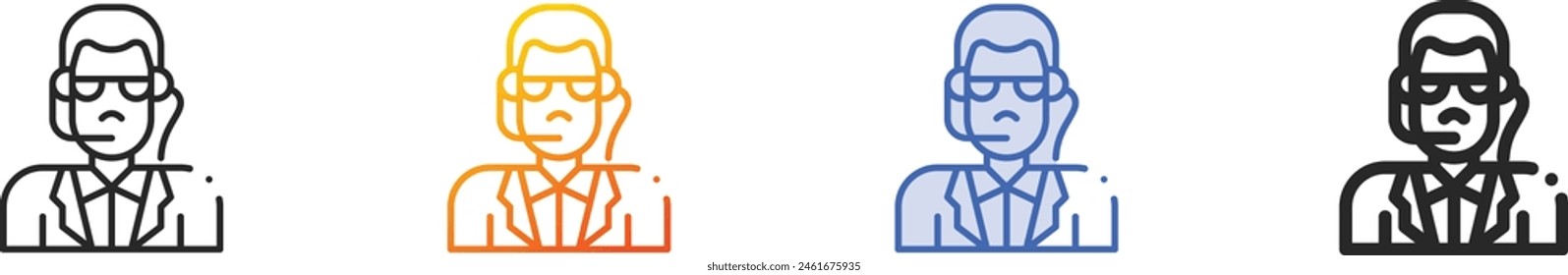 bodyguard icon.Thin Linear, Gradient, Blue Stroke and bold Style Design Isolated On White Background