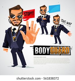 bodyguard. Security and security guards in actions  - vector illustration