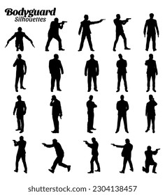 Bodyguard silhouette vector illustration set.