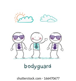Bodyguards protect businessman