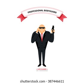 Bodyguards team people flat style. Security and security guards, security man, secret service, protection and professional teamwork illustration. Professional bodyguard. Life guard