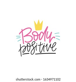 Bodypositive handwritten quote lettering - Body Positive. Hand drawn motivation lettering
