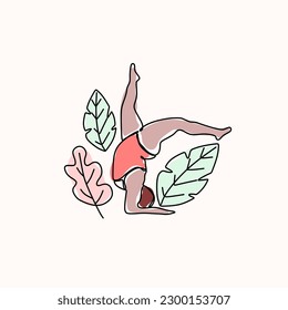 Bodypositive woman doing yoga. Different is beautiful. Attractive overweight woman. 
