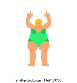 Body-positivity. Fat cheerful woman. vector illustration