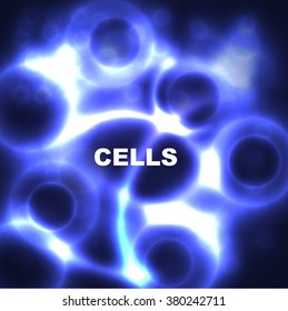 body's cells under a microscope, vector abstract background