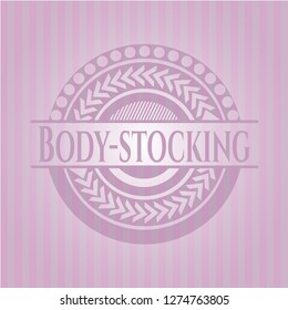 Body-stocking badge with pink background
