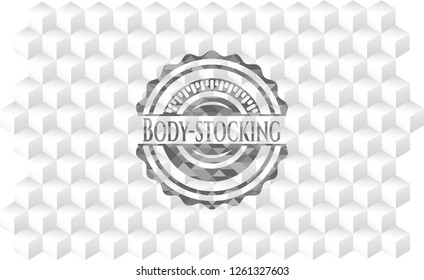Body-stocking grey emblem with geometric cube white background