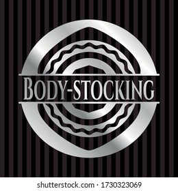 Body-Stocking silbrig glänzendes Emblem. Vector Illustration. Mosaik. 