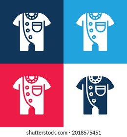 Bodysuit blue and red four color minimal icon set