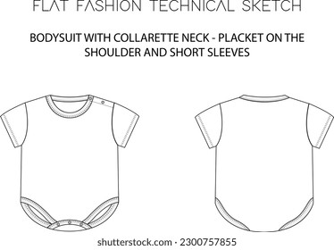 BODYSUIT WITH COLLARETTE PLACKET SHORT SLEEVES