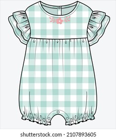 BODYSUIT WITH FRILL DETAIL FOR BABY GIRLS AND TODDLER GIRLS IN EDITABLE VECTOR FILE