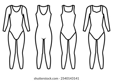 Bodysuit line art illustration for creative design
