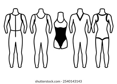 Bodysuit line art illustration for creative design