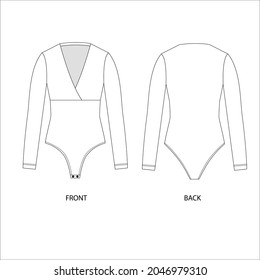 Bodysuit with long sleeve design template. Vector illustration bodysuit. 