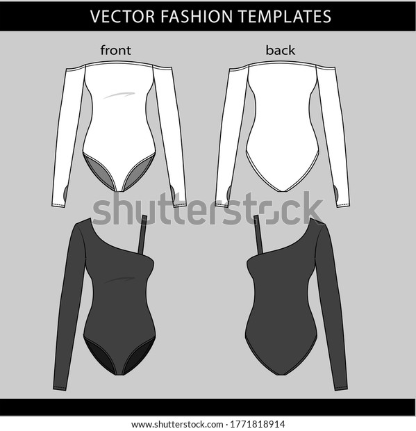 Bodysuit Long Sleeve Front Back View Stock Vector (Royalty Free) 1771818914