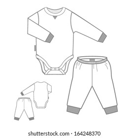 Bodysuit with a long sleeve and Play Pant Set for children (Vector)