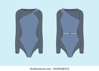 A bodysuit is a one-piece form-fitting or skin-tight garment that covers the torso and the crotch. The of a basic bodysuit is similar to a one-piece.