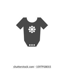 Bodysuit with a picture of a flower. Simple vector icon. Consumer goods. Commodities.