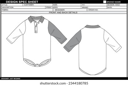 BODYSUIT AND ROMPER FLAT SKETCH FASHION TEMPLATE TECHNICAL DRAWING ILLUSTRATION