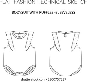 BODYSUIT WITH RUFFLES - SLEEVELESS