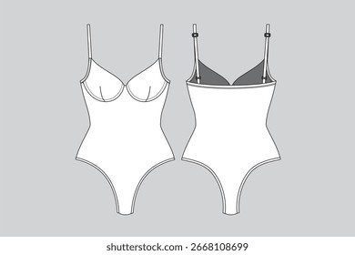 Bodysuit Technische Zeichnung Vorder- und Rückseite