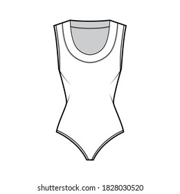 Bodysuit Technical Fashion Illustration Scooped Neckline Stock Vector ...