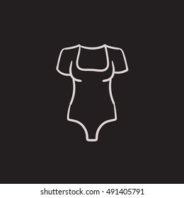 Icono de boceto vectorial de palo de cuerpo aislado en el fondo. Icono dibujado a mano con el traje de bodysuit. Icono de boceto bodysuit para infografía, sitio web o aplicación.