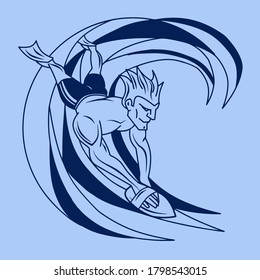 Bodysurfing man inside tube wave vector image, best for t-shirt or logo.