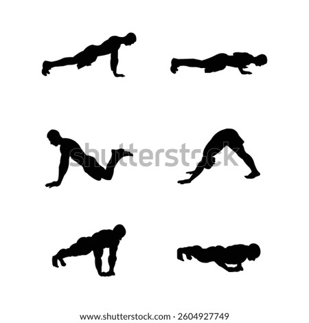 Bodyweight Push Up Variations Black Silhouette With White Background