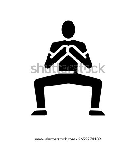 bodyweight squat black flat icon for digital and print projects.  Minimal clean icons for apps and websites. Modern simple icons for UI UX and branding