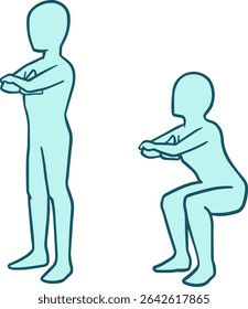 Silhueta de agachamento de peso corporal para treinamento de coxa e glute