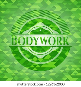 Bodywork green emblem with mosaic background