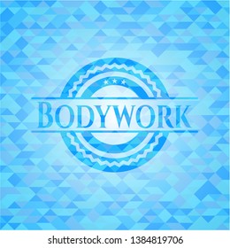 Bodywork light blue emblem with triangle mosaic background