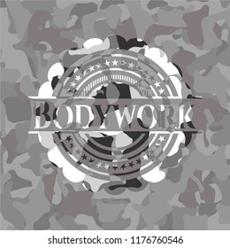 Bodywork on grey camouflaged pattern