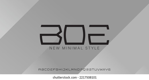 Boe Slim monogram font. An abstract minimal line font. Technology fonts. Professional variety letter and modern alphabet style. Vector format.