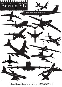 Boeing 707 Airplane Silhouettes