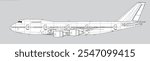 Boeing 747-200. Vector drawing of wide-body jet airliner. Side view. Image for illustration and infographics.