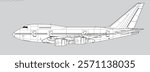 Boeing 747SP. Vector drawing of wide-body jetliner. Side view. Image for illustration and infographics.