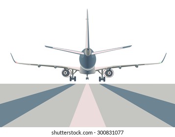 Boeing airliner  isolated on white, back view.
