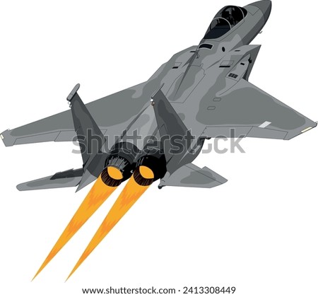 Boeing F-15C Eagle Military Air Superiority Fighter Jet Taking Off with Afterburner