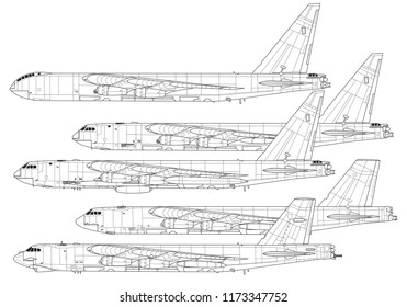 Boeing В-52 STRATOFORTRESS. Outline vector drawing
