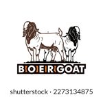 BOER BREED FARM LOGO, silhouette of great sheep standing vector illustrations