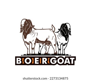 BOER BREED FARM LOGO, silhouette of great sheep standing vector illustrations