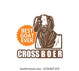 BOER GOAT BUSINESS POSTER LOGO, silhouette of great ram face vector illustrations, this image is perfect as poster promotion of your goat farm or shirts print etc