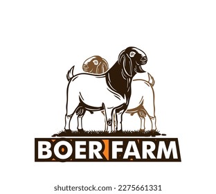 BOER GOAT FARM LOGO, silhouette of grat sheep standing vector illustrations