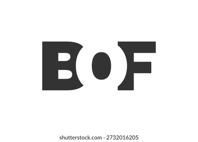 Diseño del logo de BOF. Letra inicial B O F estilo de letra en negrita para startups tecnológicas, consultoría, marca corporativa. Nombre creativo de la empresa, titulares de la tipografía, identidad, logotipo de moda. Ilustración vectorial.