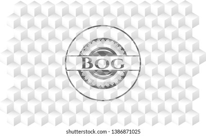 Bog grey emblem with geometric cube white background